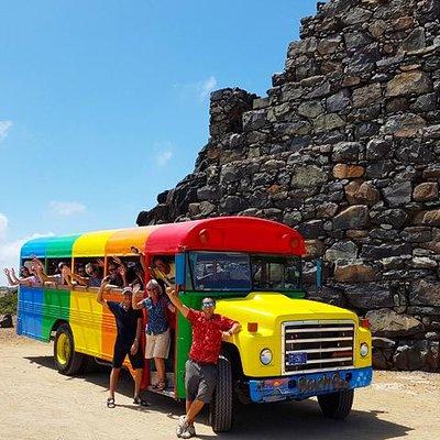 Colorful Beach Bus Sightseeing Tour of Aruba