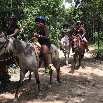 Horseback riding with ATV, zip lines and cenote, lunch and transfer 